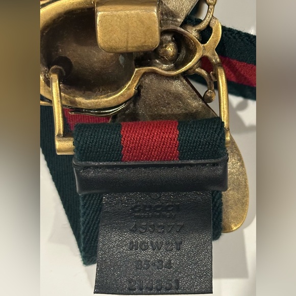 Gucci Canvas Web Queen Margaret Bee Belt - Picture 2 of 3